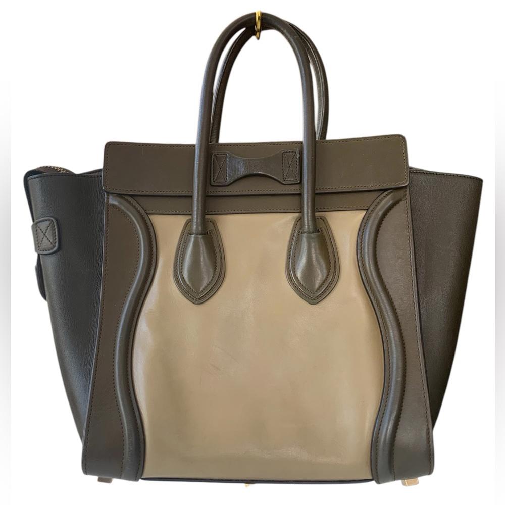 Celine Brown Tri Color Luggage Handbag
