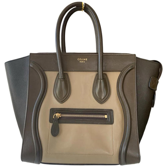 Celine Brown Tri Color Luggage Handbag