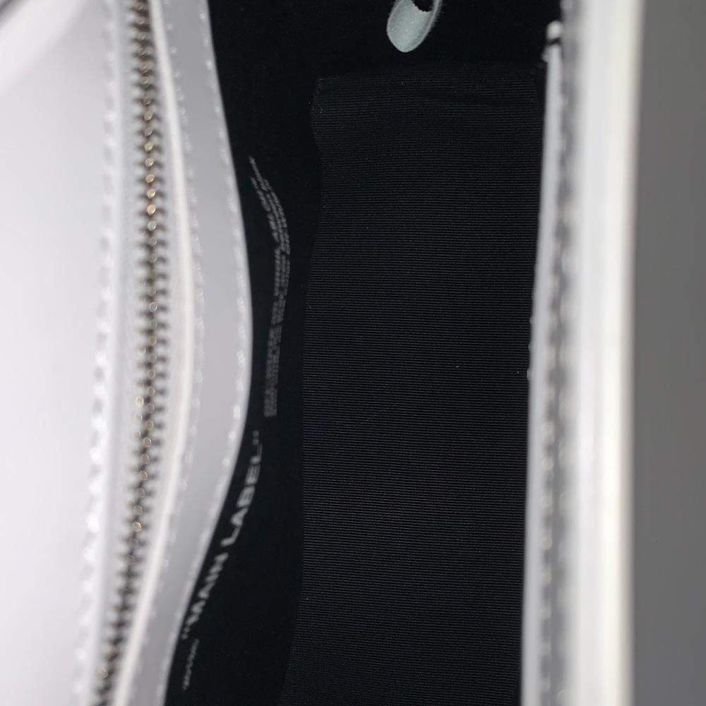 OFF WHITE White and Blue Patent Leather Mini Flap Crossbody
