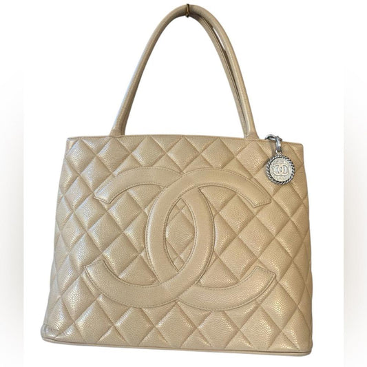 Chanel Champagne Cavier Medallion Tote