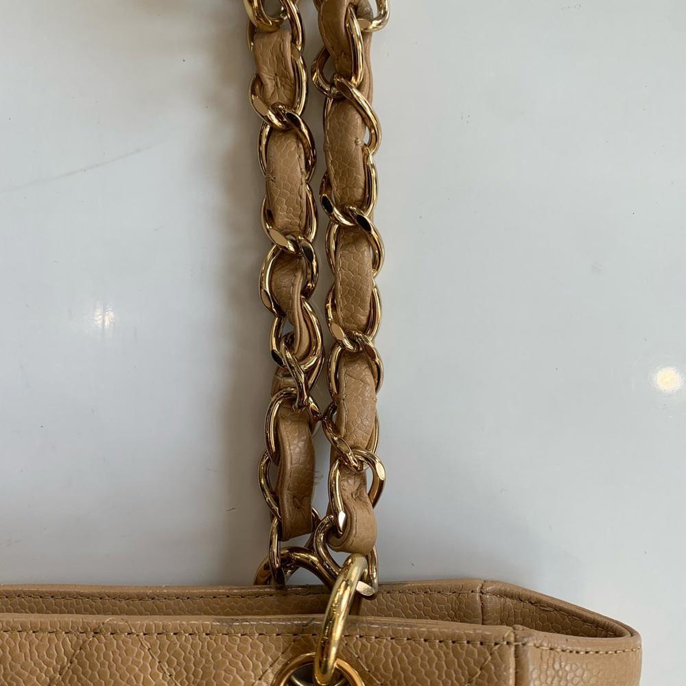 Chanel Vintage Beige Caviar Leather Shoulder Bag