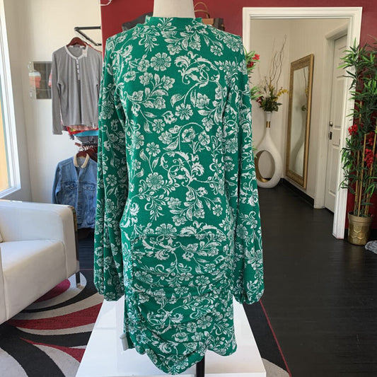 Zara Green White Floral L/S Dress
