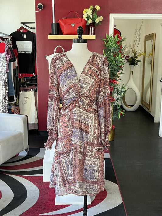 Julia Jordan Salmon and Purple Paisley L/S Dress