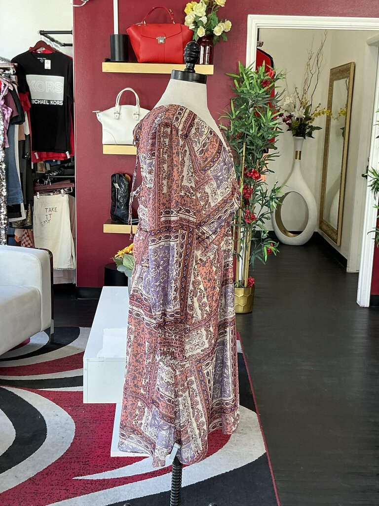 Julia Jordan Salmon and Purple Paisley L/S Dress