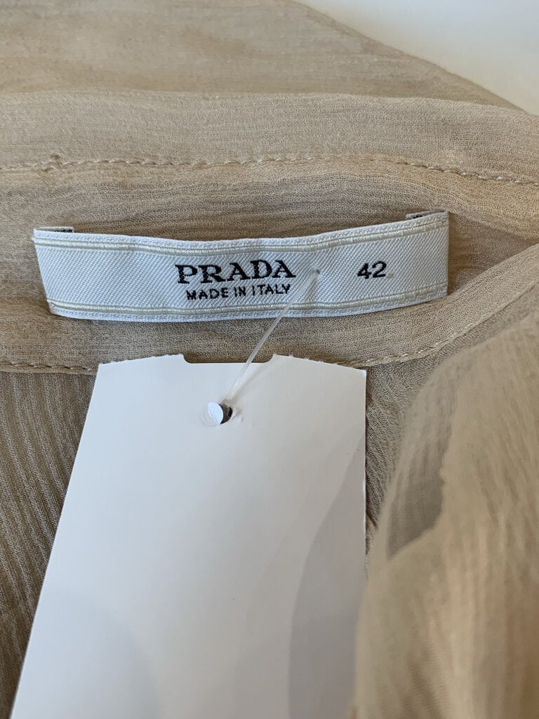 Prada Tan Sheer S/S Blouse