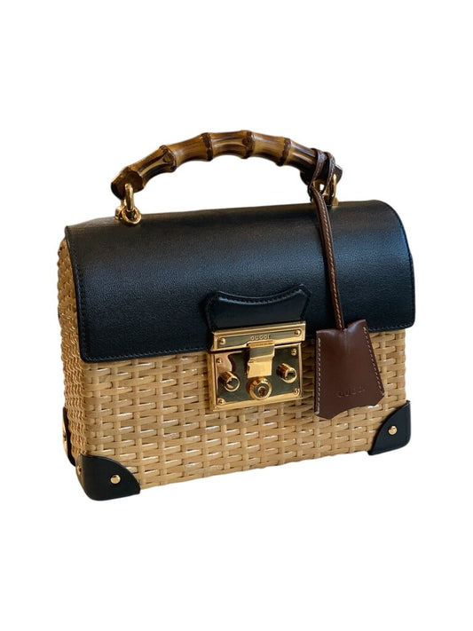 Gucci Japan Exclusive Padlock 2Way Wicker Leather Handbag