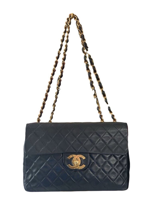 Chanel Black Lambskin Quilted MAXI