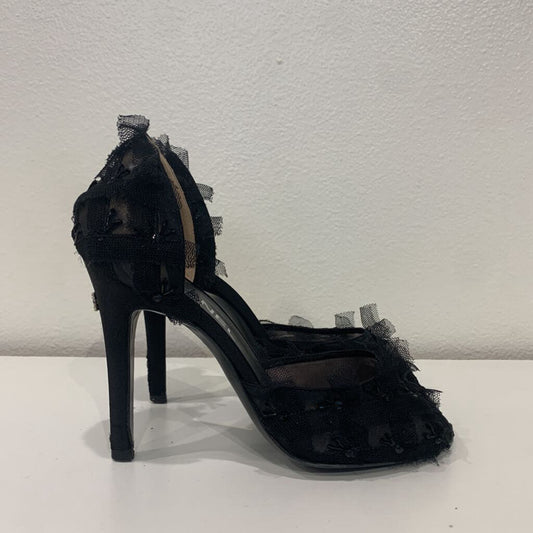 Chanel Black Lace Beaded Pumps