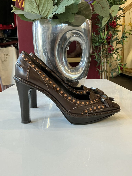 Celine Two Tone Brown Leather Heels