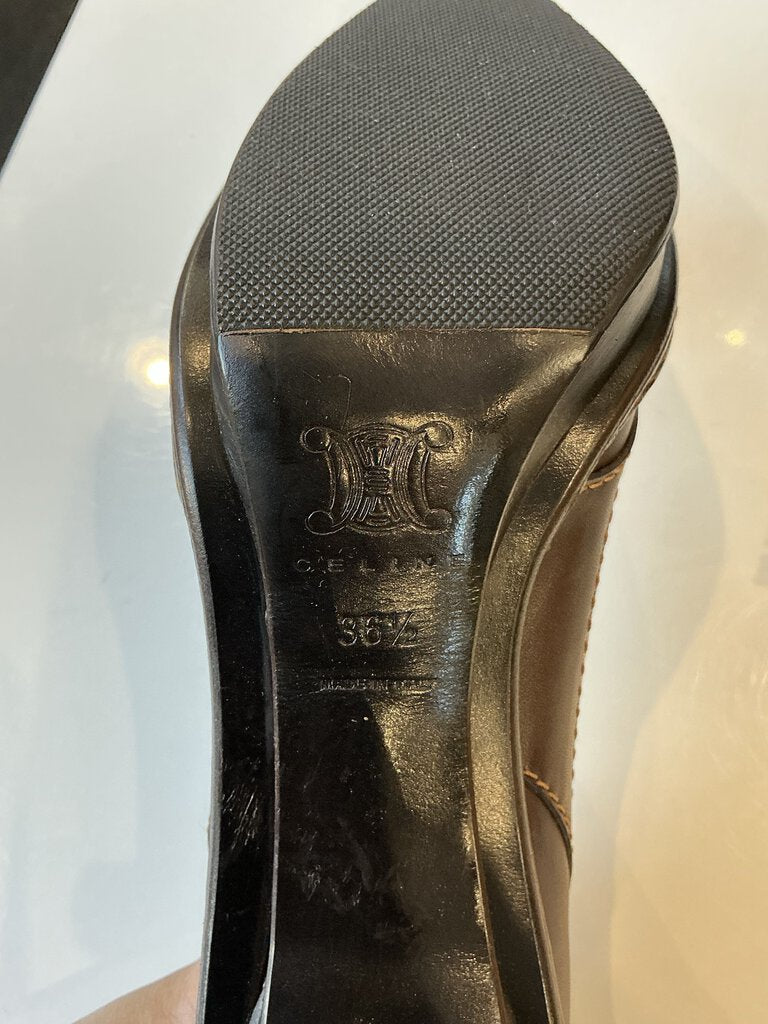 Celine Two Tone Brown Leather Heels