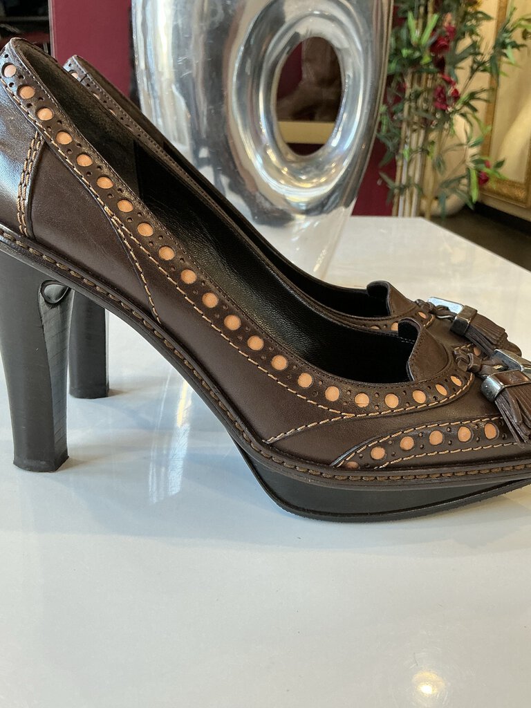 Celine Two Tone Brown Leather Heels