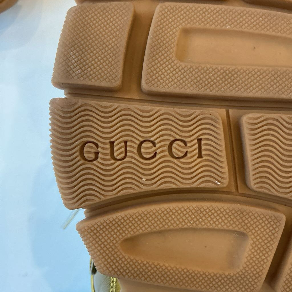 Gucci UNISEX Gold Flashtrek Mesh Leather Sneakers