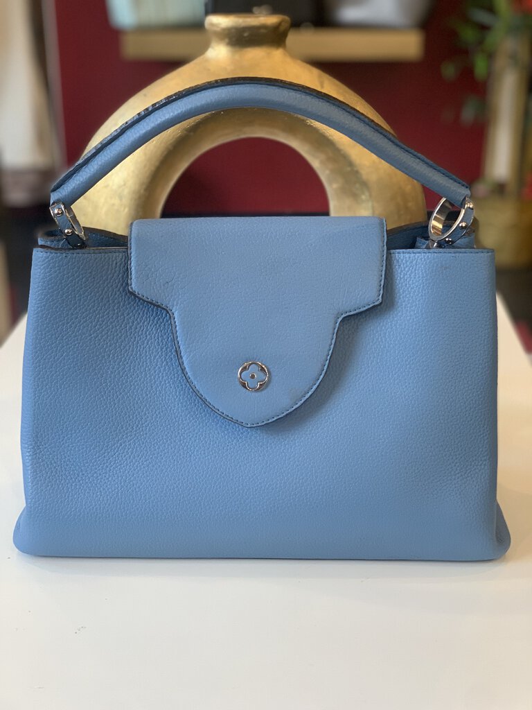 Louis Vuitton Blue Taurillon Capucines MM Shoulder Bag
