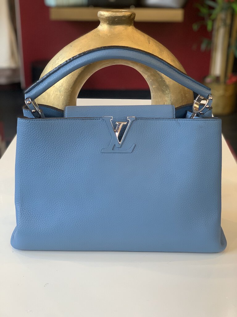 Louis Vuitton Blue Taurillon Capucines MM Shoulder Bag
