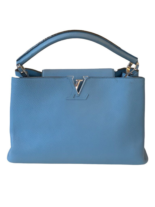 Louis Vuitton Blue Taurillon Capucines MM Shoulder Bag
