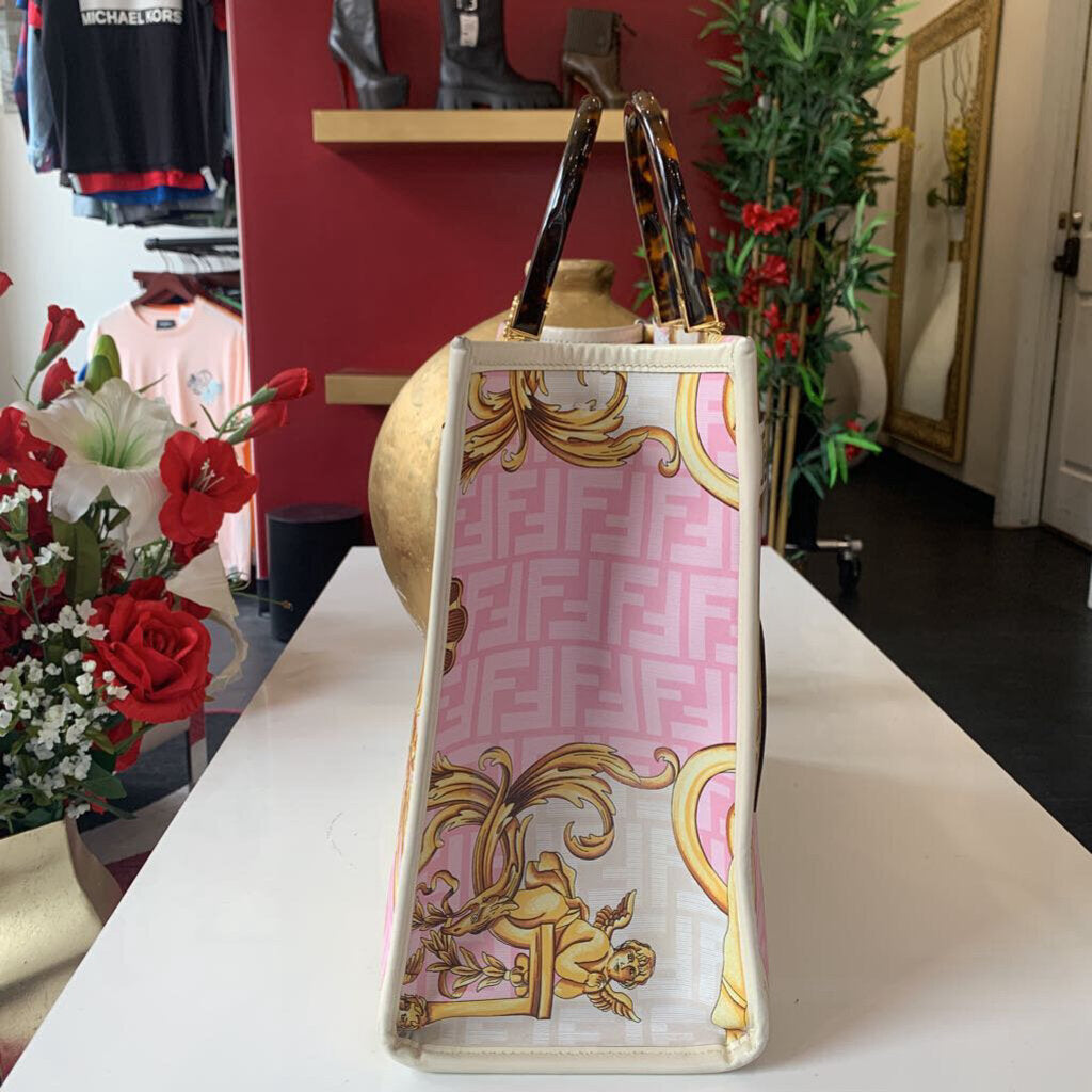 FENDACE White Gold Pink SUBSHINE Leather Tote