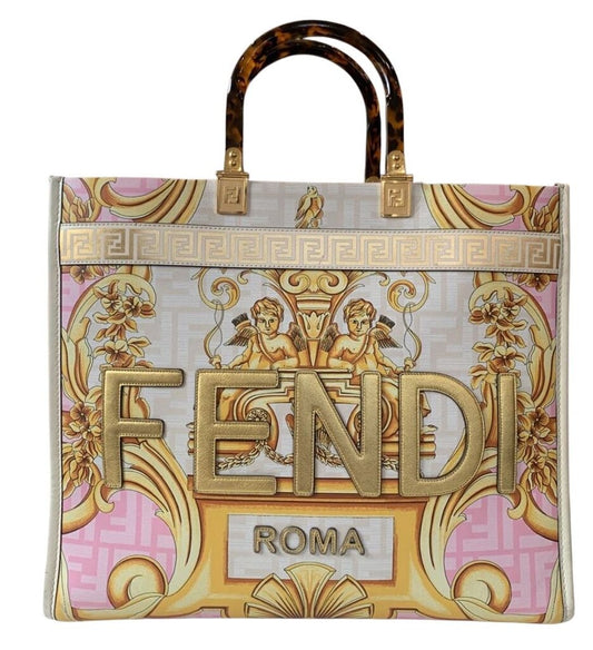 FENDACE White Gold Pink SUBSHINE Leather Tote