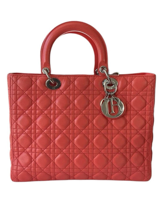 Christian Dior Coral Quilted 2way Handbag
