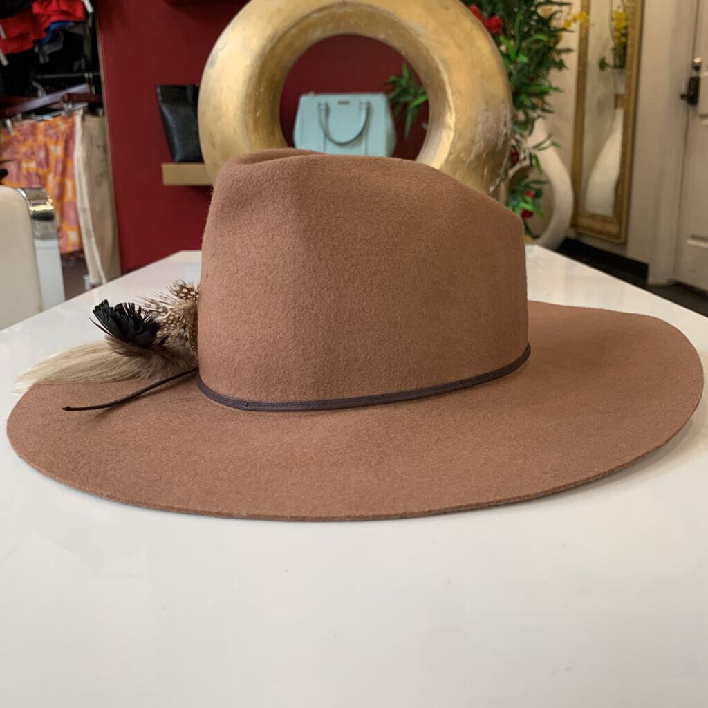 Luciano Berni Brown Feather Wool Hat