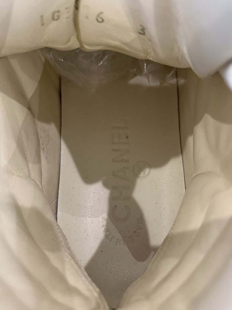 Chanel Cream High Top Sneakers
