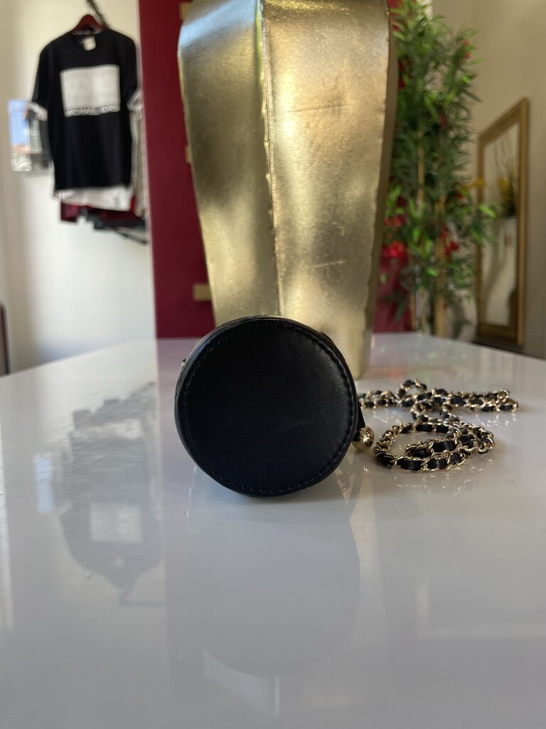 Chanel 2021 Black Lambskin Quilted Mini Bucket