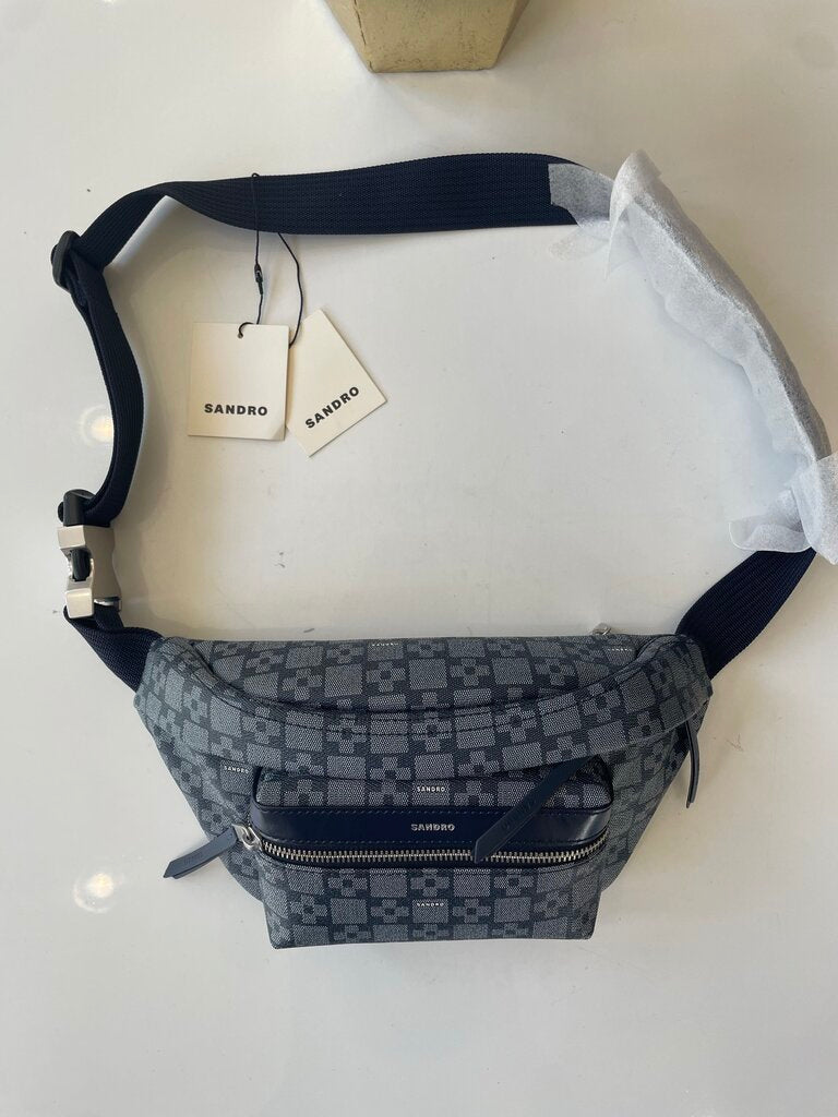Sandro Navy Monogram Fanny Pack