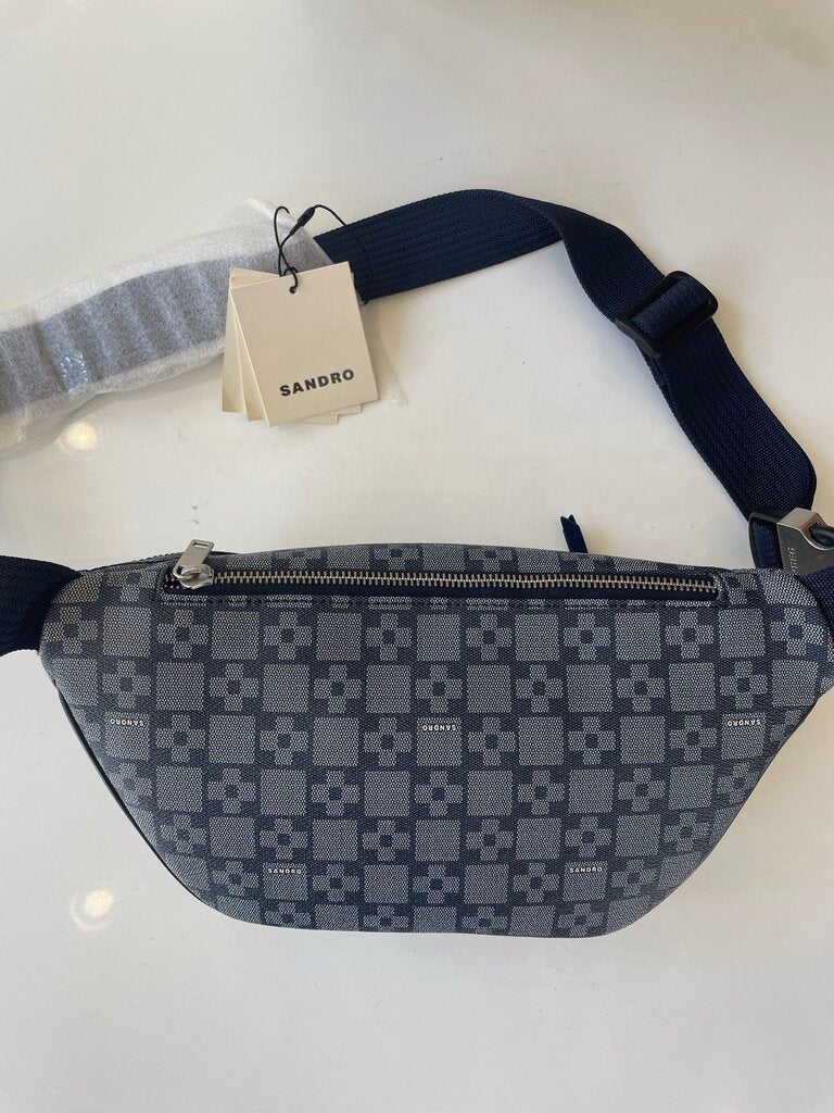 Sandro Navy Monogram Fanny Pack
