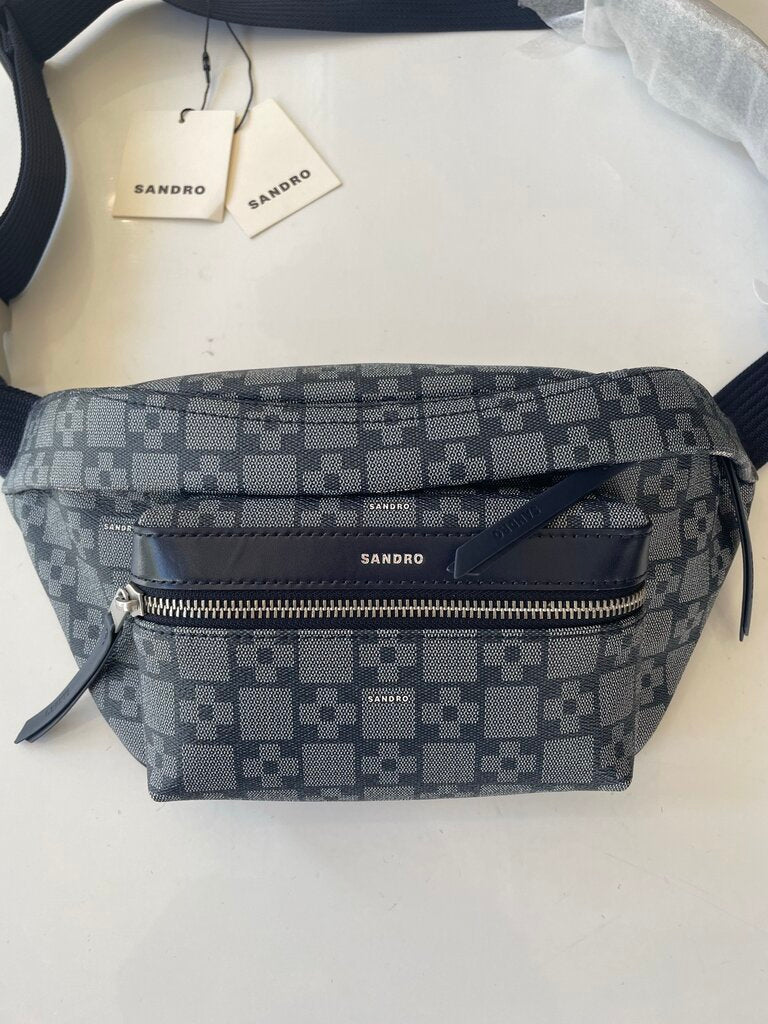 Sandro Navy Monogram Fanny Pack