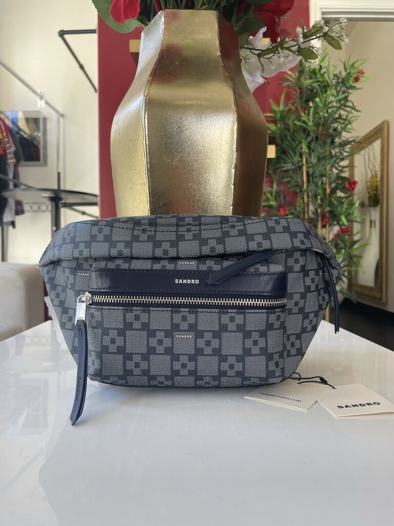 Sandro Navy Monogram Fanny Pack