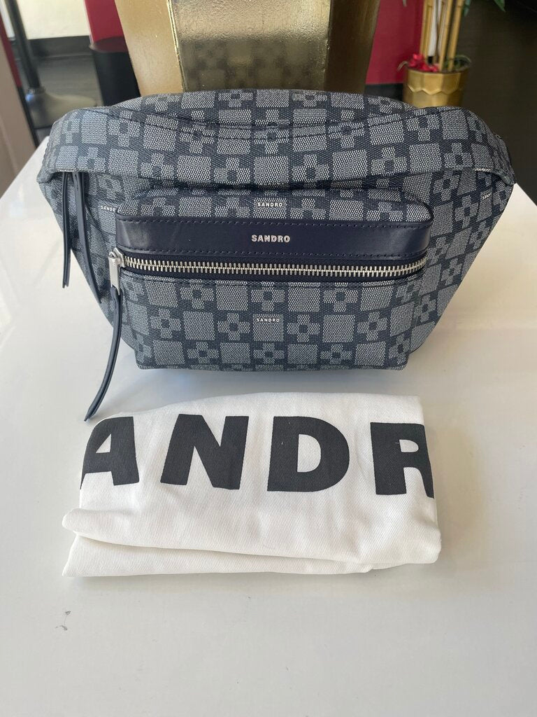 Sandro Navy Monogram Fanny Pack