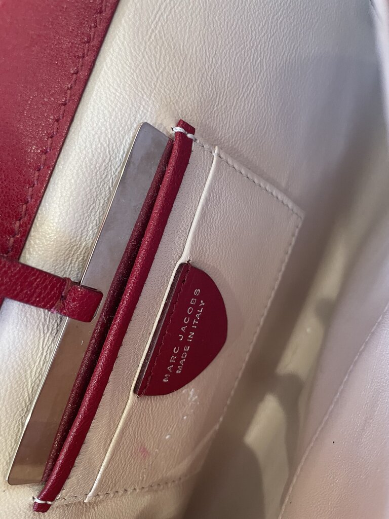 Marc Jacobs Red White Striped Leather Clutch