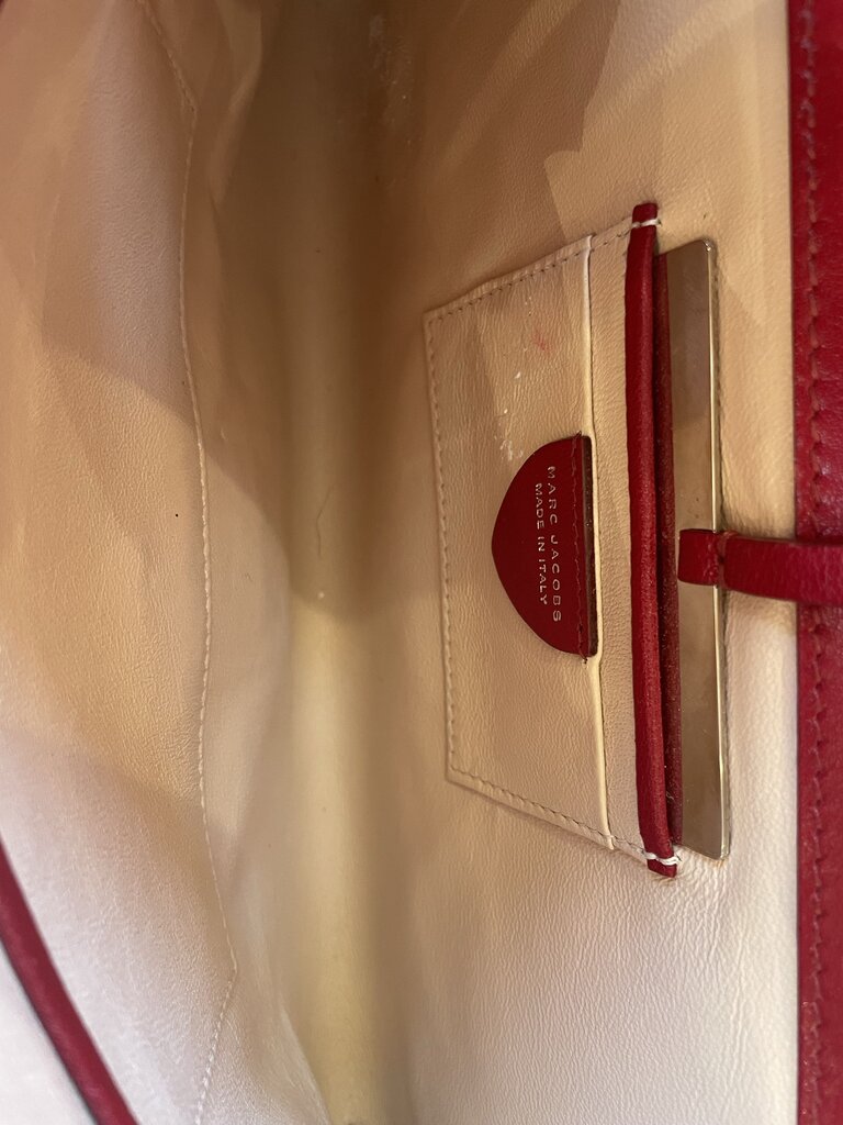 Marc Jacobs Red White Striped Leather Clutch