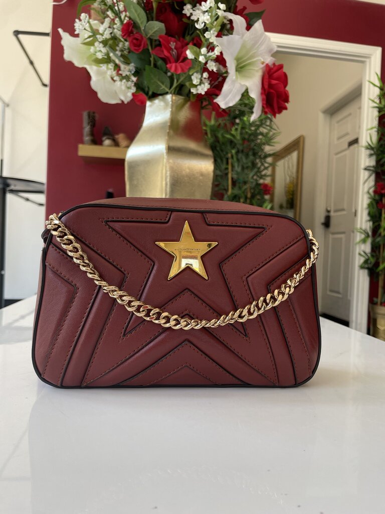 Stella McCartney Burgundy Leather Star Shoulder Bag
