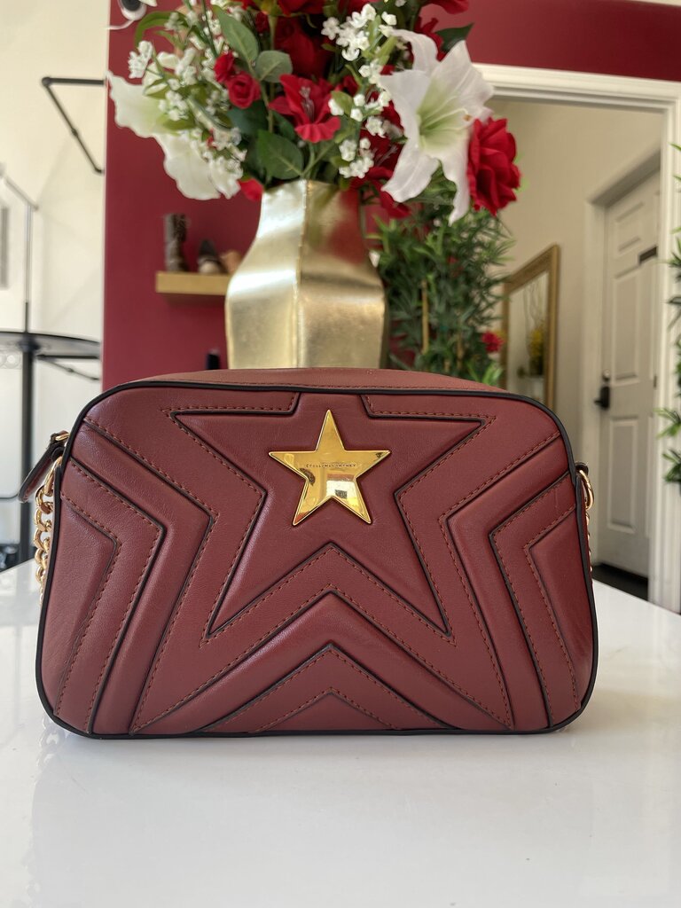 Stella McCartney Burgundy Leather Star Shoulder Bag