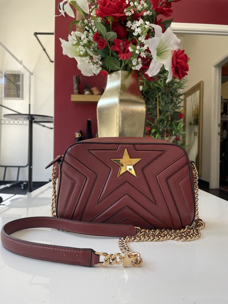 Stella McCartney Burgundy Leather Star Shoulder Bag