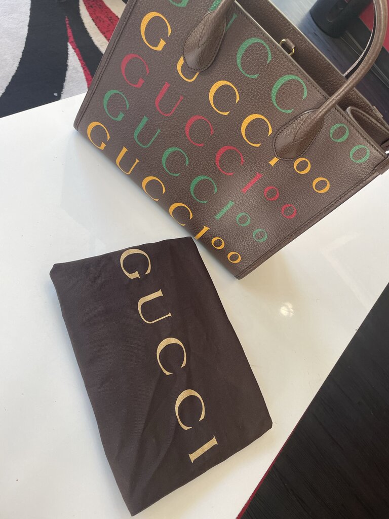 Gucci Brown Calfskin Leather 100 Tote Bag