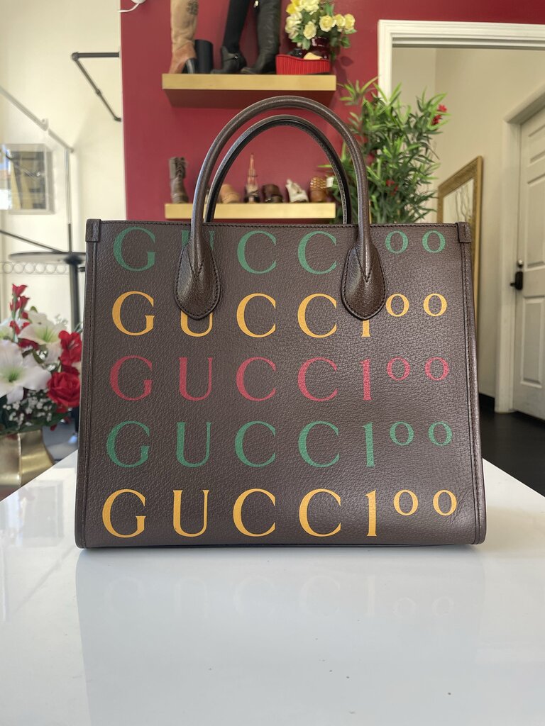 Gucci Brown Calfskin Leather 100 Tote Bag