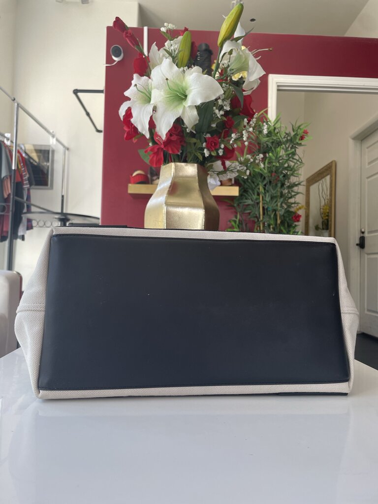 Balenciaga Cream, Black Cabas Canvas Tote Bag