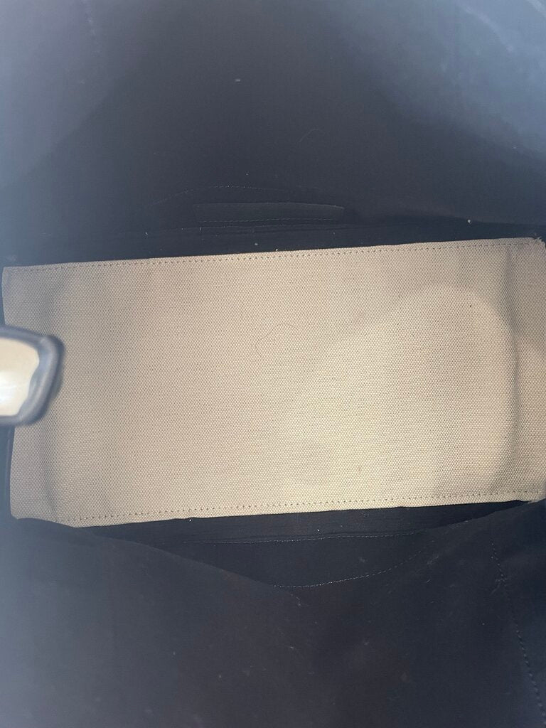Balenciaga Cream, Black Cabas Canvas Tote Bag