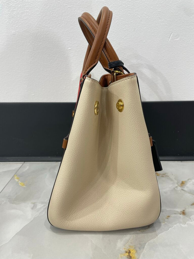 Louos Vuitton Red Cream Tricolor Leather Canvas PM Tote