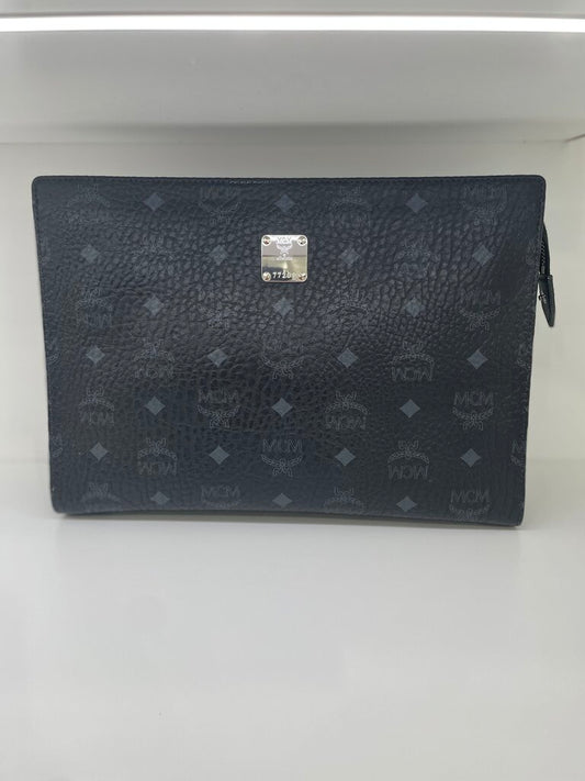 MCM Visetos Leather Monogram Clutch