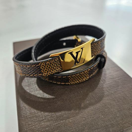 Brown Louis Vuitton Louis Vuitton Damier Ebene Wrap Bracelet, OS