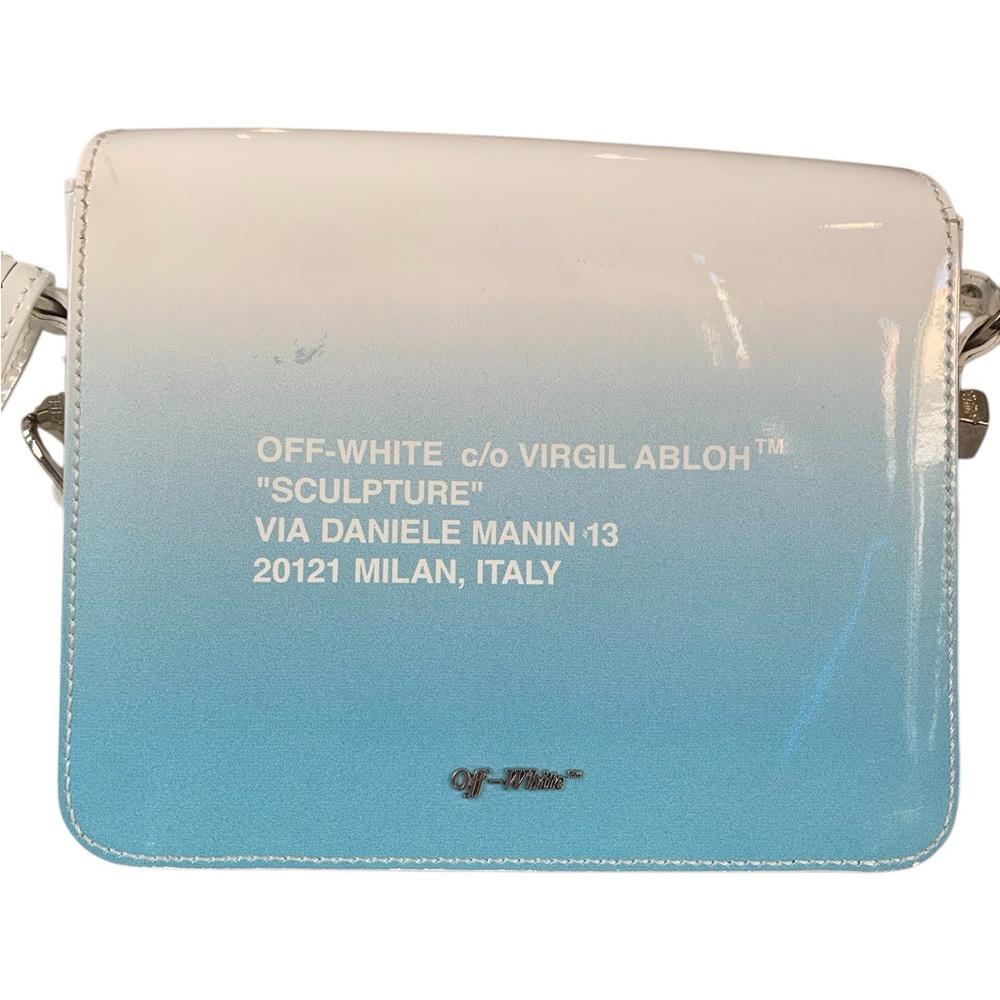 OFF WHITE White and Blue Patent Leather Mini Flap Crossbody