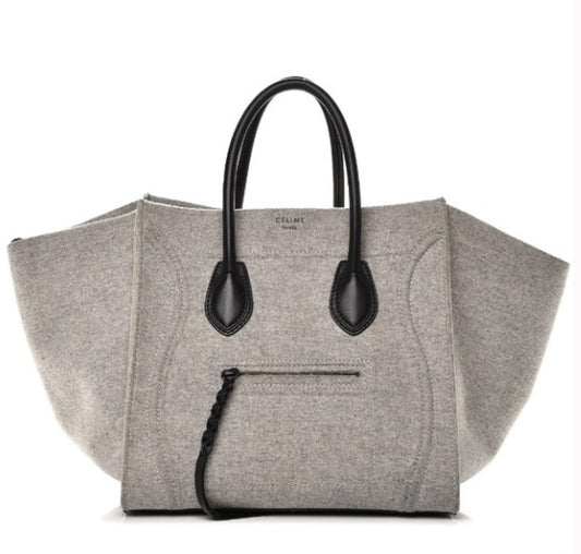 Celine Grey Fel / Wool Phantom Handbag