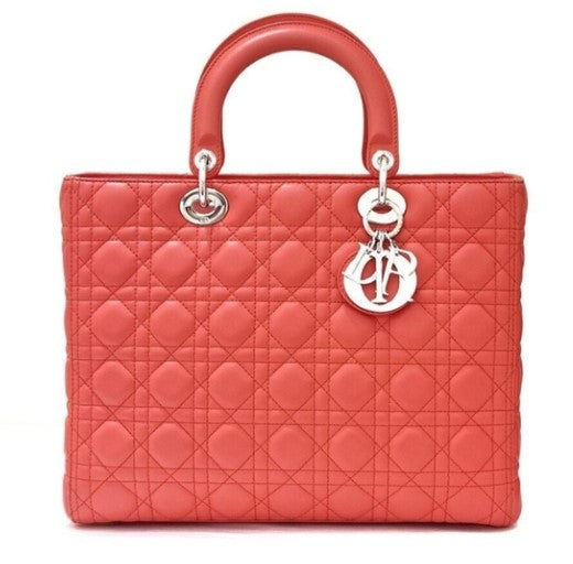 Christian Dior Coral Quilted 2way Handbag