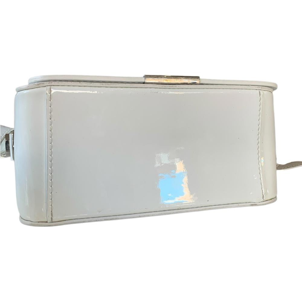 OFF WHITE White and Blue Patent Leather Mini Flap Crossbody