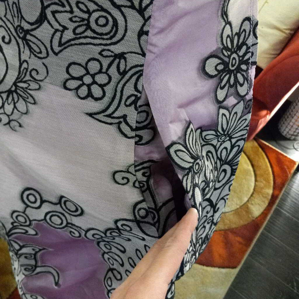 Carolina Herrera Purple Black Floral Pattern Dress