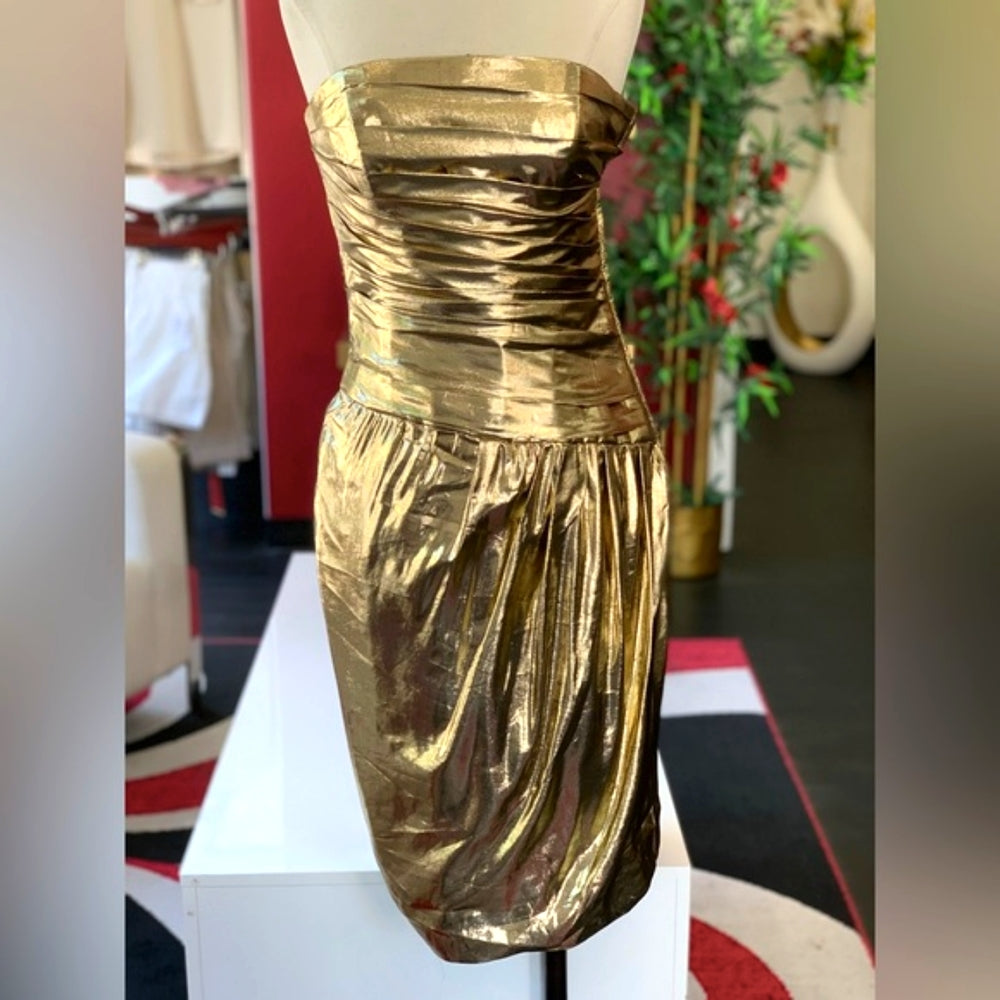 Neiman Marcus Gold Strapless Dress