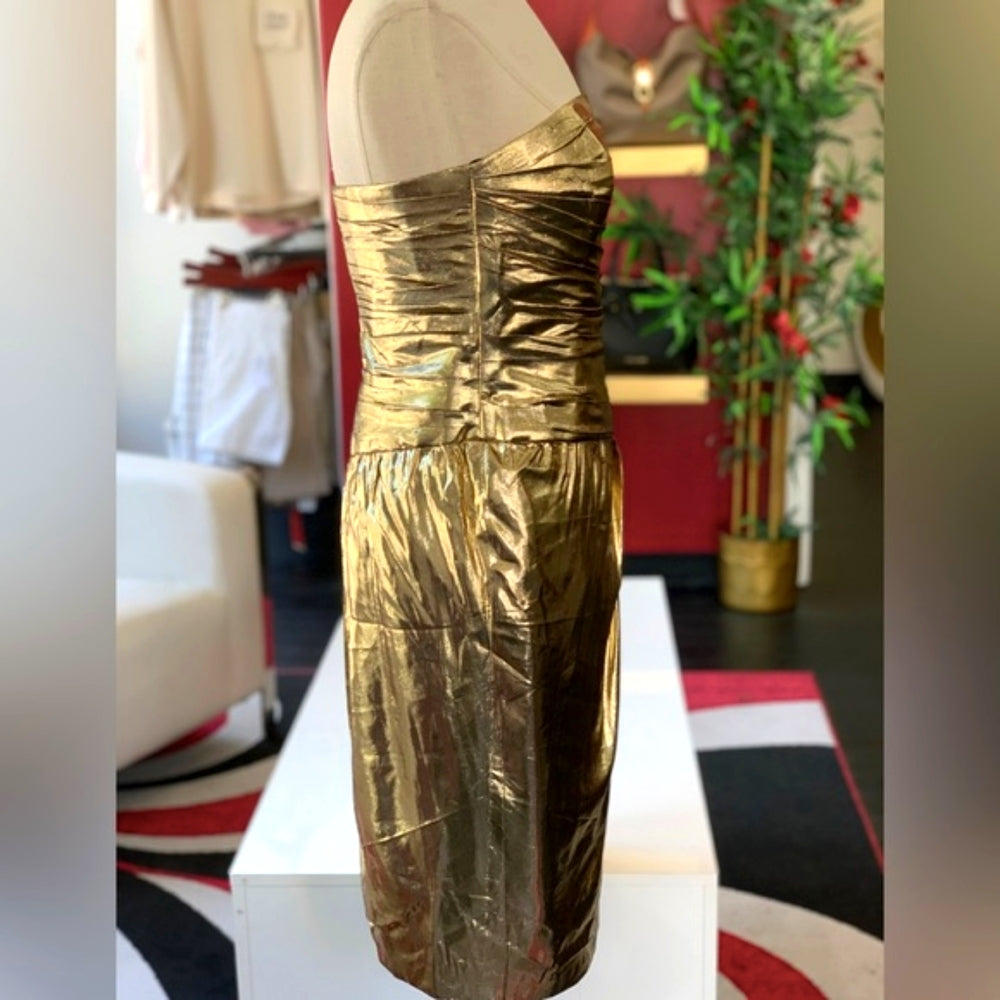 Neiman Marcus Gold Strapless Dress