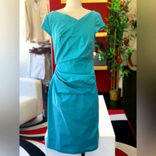 Talbot Runhof Sea Blue Runched Dress